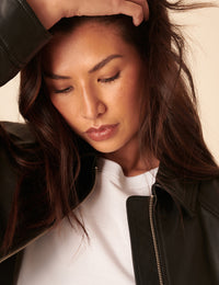 Black Leather Bomber Jacket