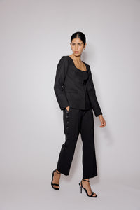 Black Square Neck Tailored Top