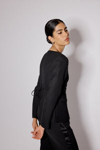 Black Square Neck Tailored Top