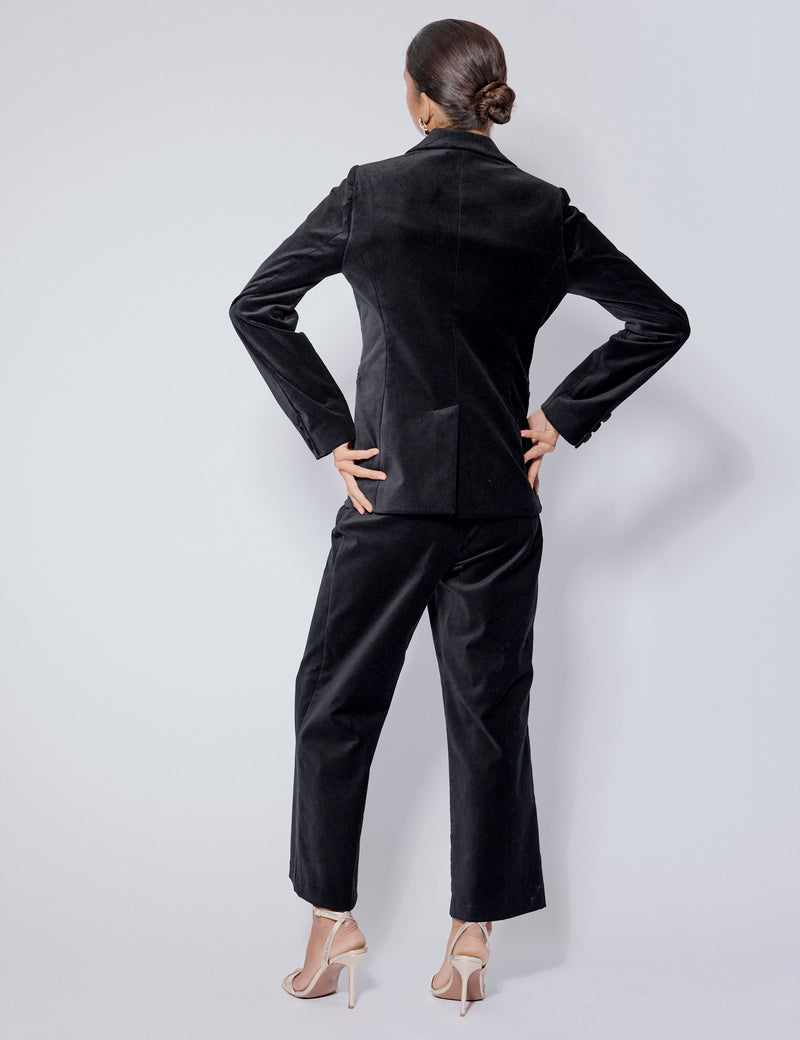 Black Velvet Double Breasted Blazer