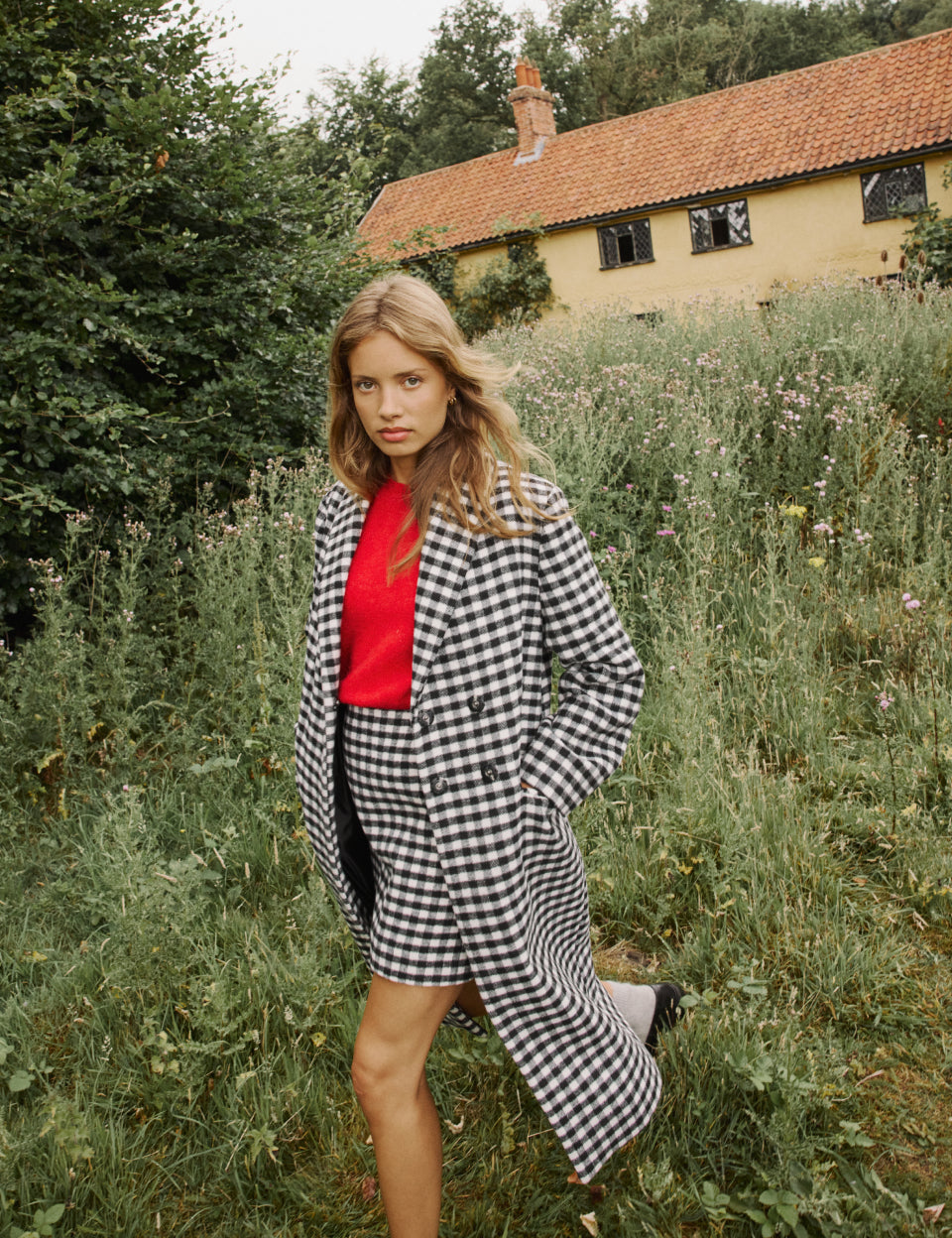 Black Gingham Mini Skirt