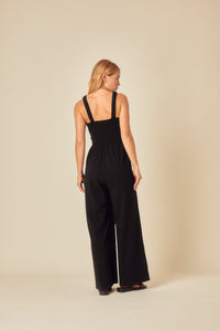 Black Shirred Jumpsuit
