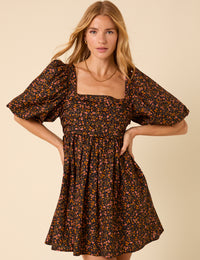 Petite Black Floral Embroidered Nova Mini Dress