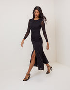 Petite Black Mesh Tammy Midi Dress