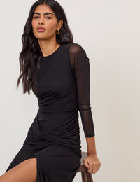 Petite Black Mesh Tammy Midi Dress