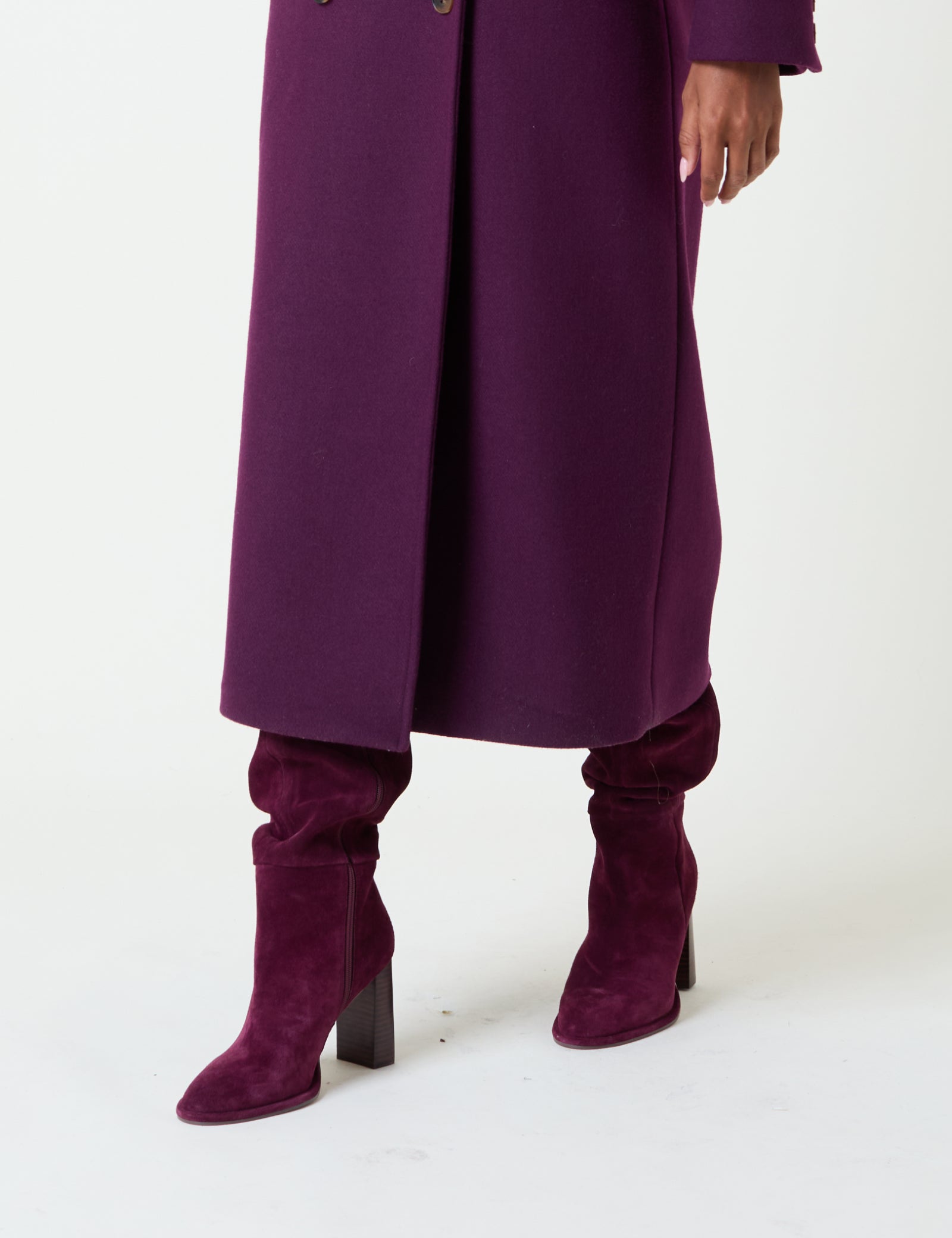 Burgundy Suede Thigh High Boots