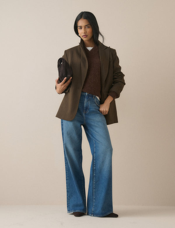 Mid Blue High Rise Soho Wide Leg Jeans