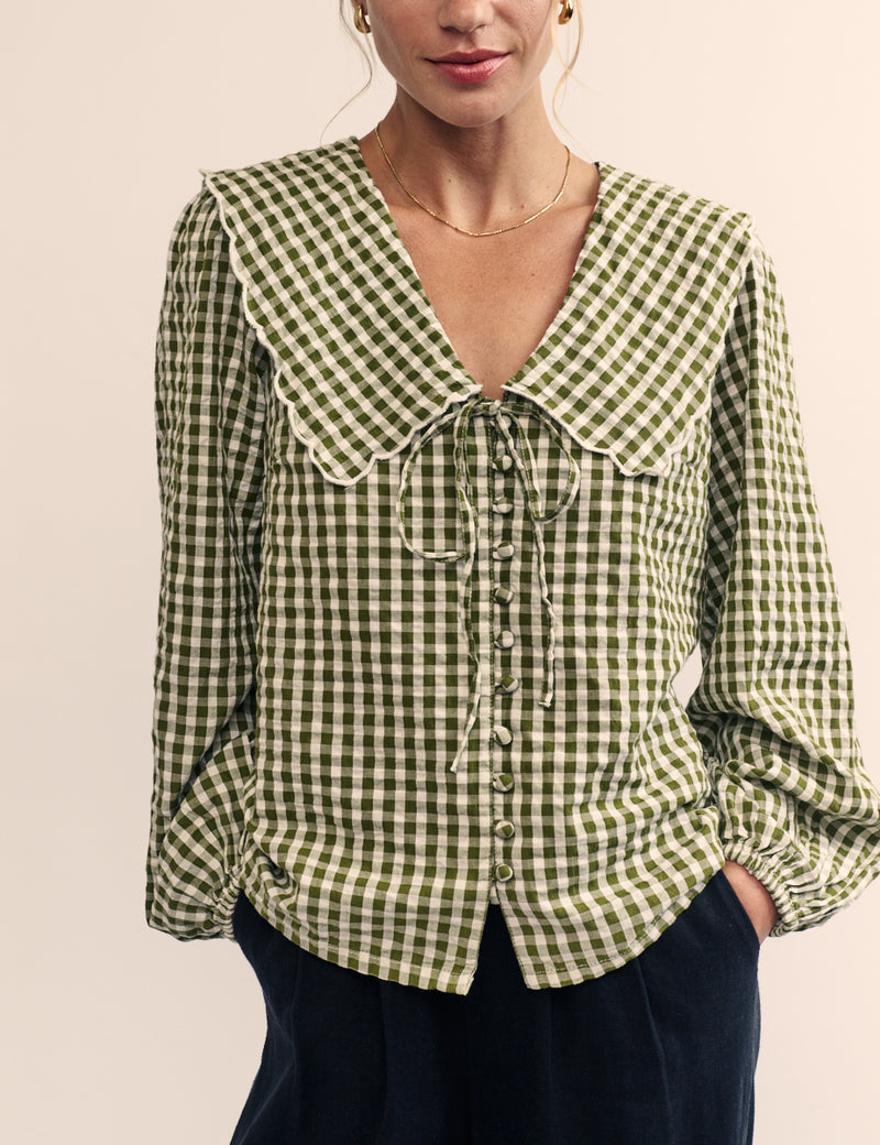 Green Long Sleeve Birdie Blouse