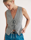 Black Gingham Tie Front Waistcoat