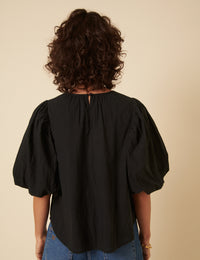 Black Puff Sleeve Top