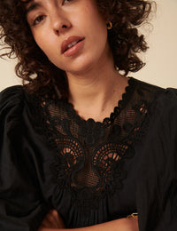 Black Puff Sleeve Top