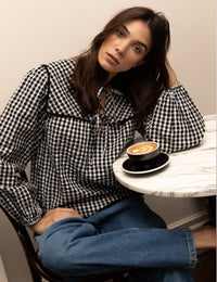 Black Gingham Collar Detail Bridy Blouse