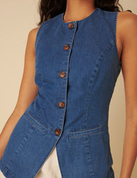 Mid Wash Denim Waist Coat