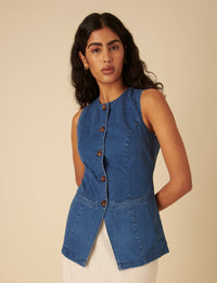 Mid Wash Denim Waist Coat