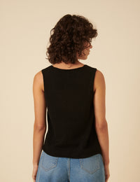 Black Tie Front Knitted Waistcoat