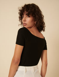 Black Bardot Top