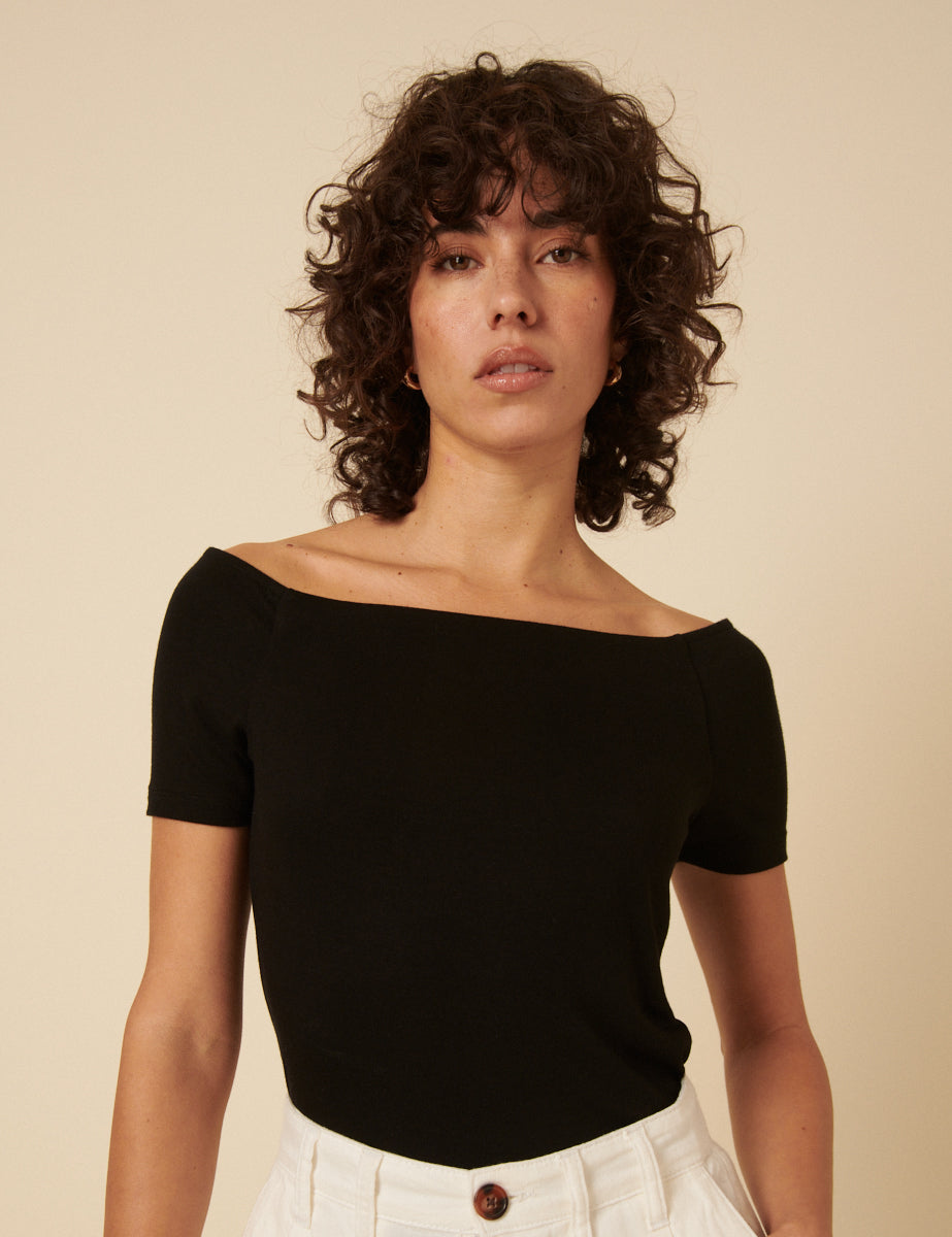 Black Bardot Top