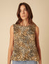 Leopard Linen-Blend Swing Top