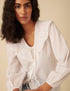 White Tie Front Broderie Anglaise Blouse