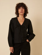 Black Long Sleeve Birdie Blouse