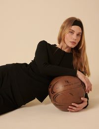 Black Ribbed Long Sleeve T-Shirt