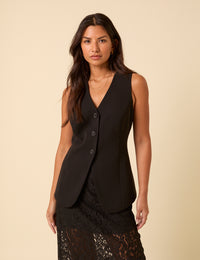Black Longline Waistcoat