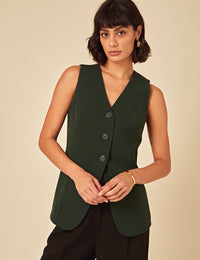 Forest Green Longline Waistcoat