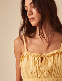 Butter Yellow Linen-blend Frill Cami Top