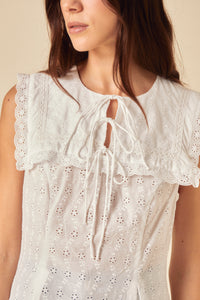 White Collar Broderie Anglaise Top