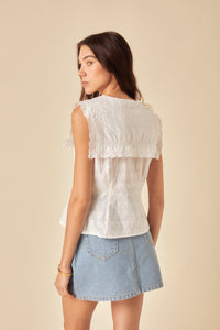 White Collar Broderie Anglaise Top