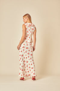 White Tomato Print Frill Top