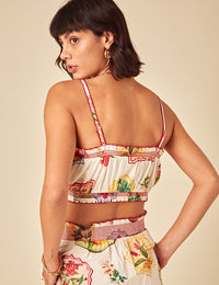 White Printed Crop Top