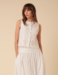 White Broderie Anglaise Top