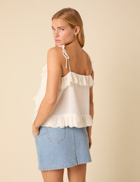 White Broderie Anglaise Frill Cami Top