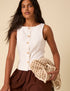 White Linen-Blend Tailored Waistcoat