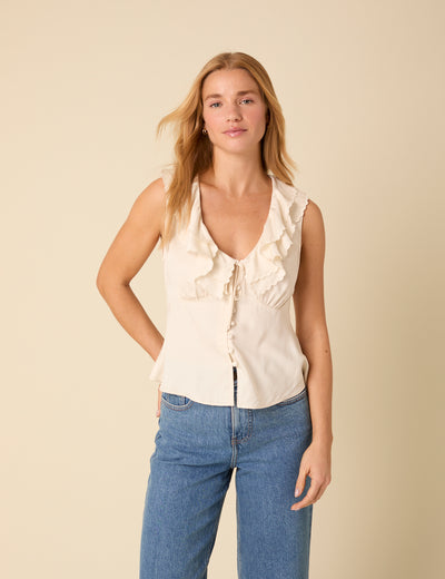 White Frill Top