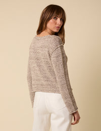 Brown Boat Neck Knitted Jumper
