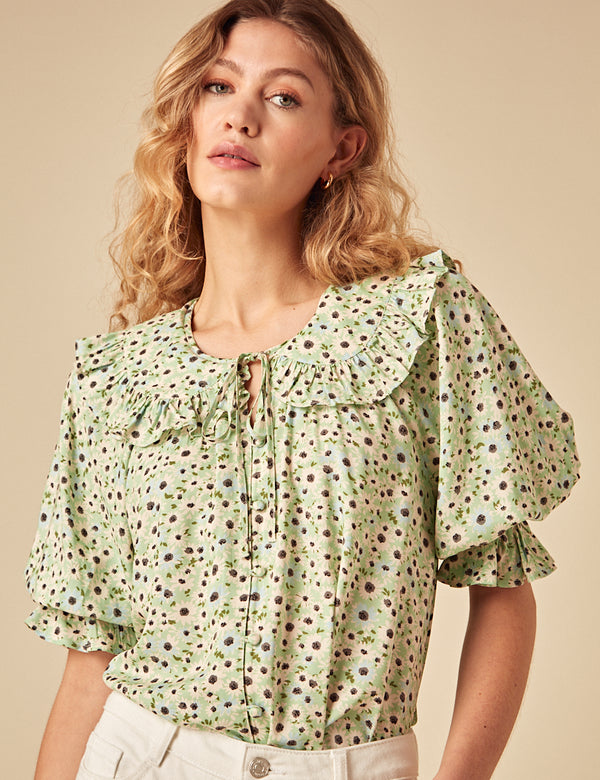 Elizabeth Scarlett Green Ditsy Aliyah Top