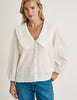 White Check Frill Peter Pan Collar Blouse
