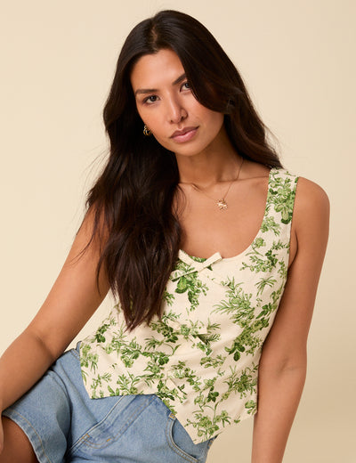 White Floral Waistcoat