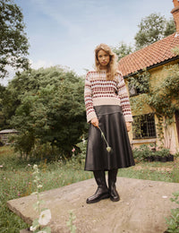 Multi Textured Round Neck Striped Jumper