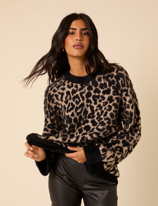 Clothing Oversized Cheetah Sweater Fashion Oversized Leopard Print