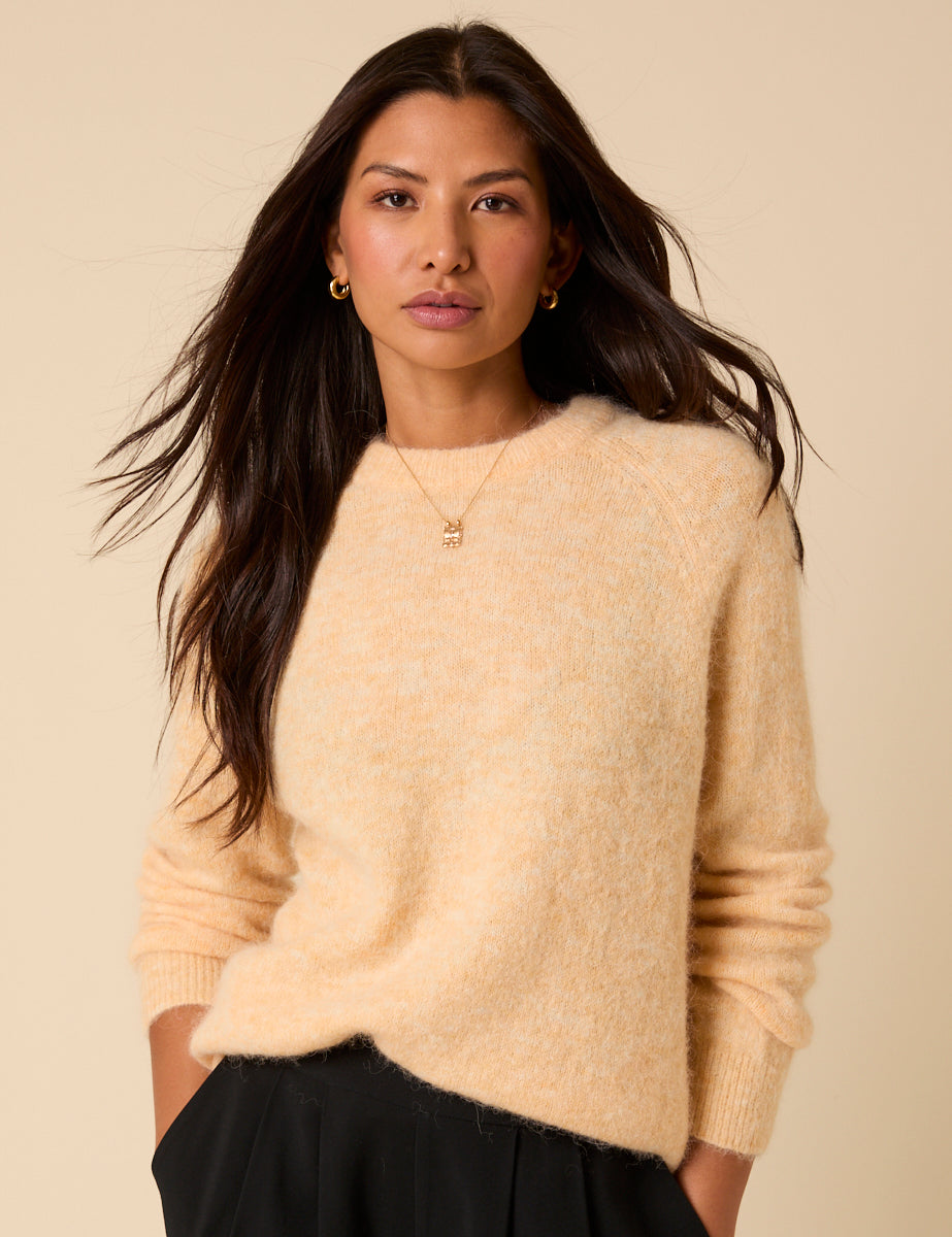 Butter Yellow Fluffy Alpaca and Wool Blend Oversized Jumper
