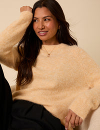 Butter Yellow Fluffy Alpaca and Wool Blend Oversized Jumper