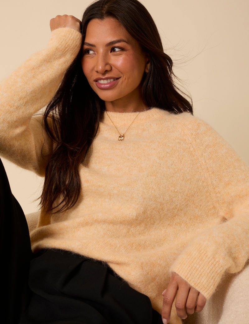 Butter Yellow Fluffy Alpaca and Wool Blend Oversized Jumper