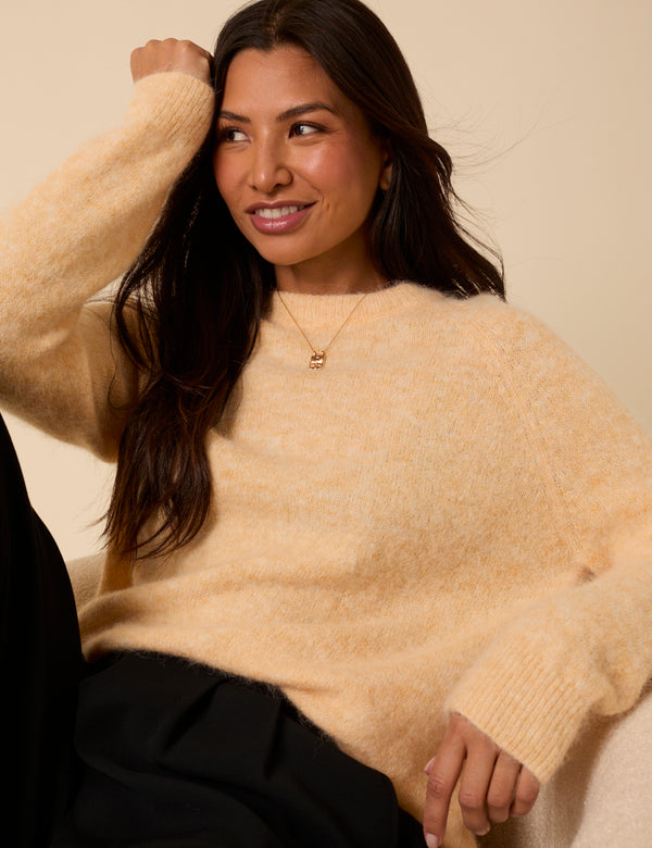 Butter Yellow Fluffy Alpaca and Wool Blend Oversized Jumper