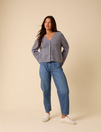 Blue V-Neck Relaxed Cardigan