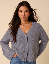 Blue V-Neck Relaxed Cardigan