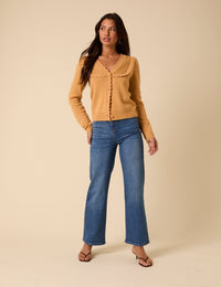 Yellow Pointelle Knitted Cardigan