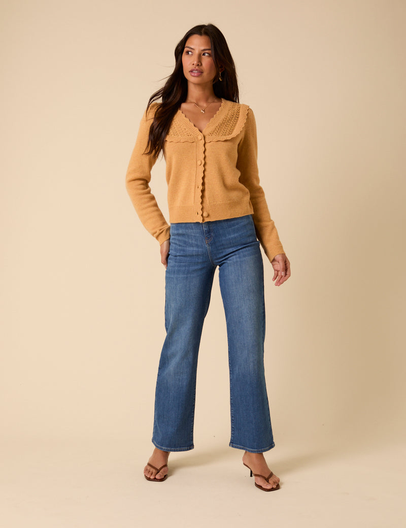 Yellow Pointelle Knitted Cardigan